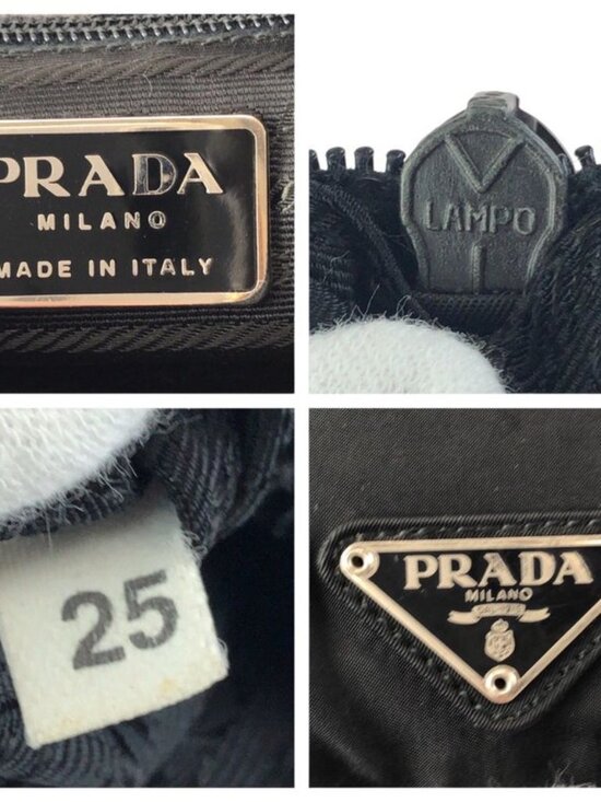Prada Tessuto Black Silver Nylon Leather Shoulder Bag main image 3